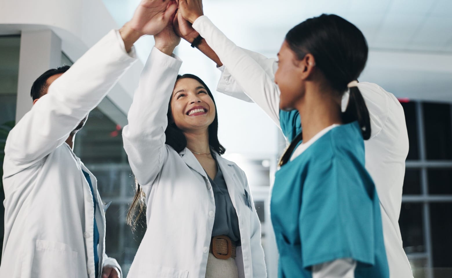 Happy team of caregivers